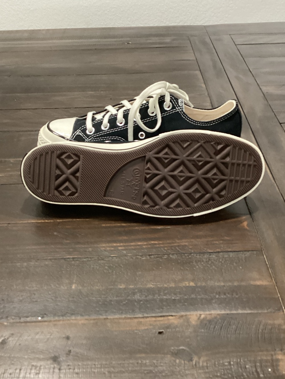 Converse Black Canvas Low-Top Sneakers with White Accents - Picture 5 of 7
